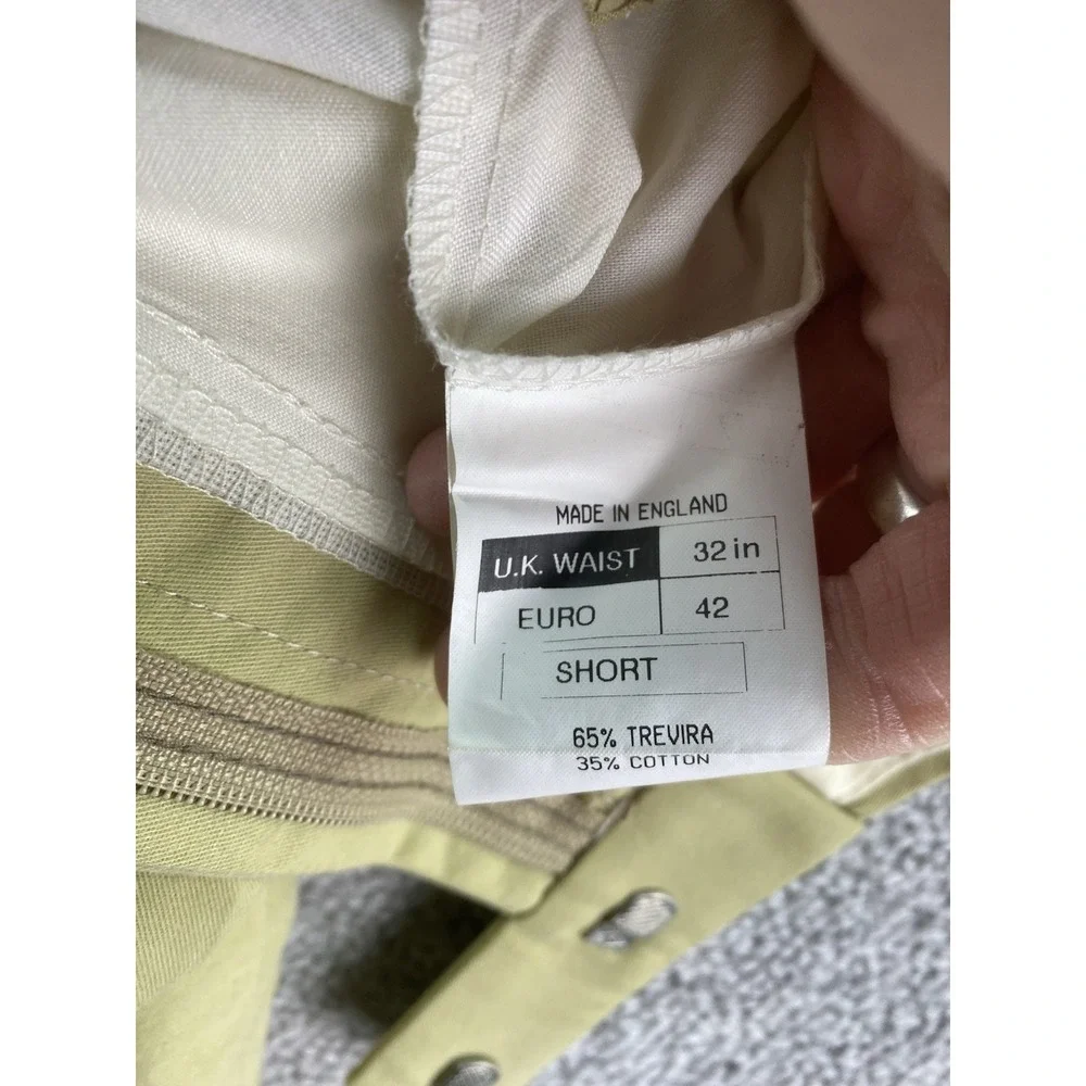 Alexandre Of England Suit 42 S Beige Trevira Cotton Designer Jacket Pants 32x25